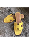 Hermes Oran Sandals In Yellow Shiny Niloticus Crocodile Replica