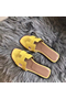 Hermes Oran Sandals In Yellow Shiny Niloticus Crocodile Replica