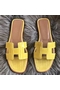 Hermes Oran Sandals In Yellow Shiny Niloticus Crocodile Replica