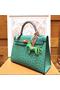 HERMES Ostrich Leather Toto Bag 1788 Green Replica