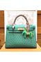HERMES Ostrich Leather Toto Bag 1788 Green Replica