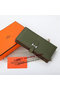 Hermes Bearn Japonaise Bi-Fold Wallet Grainy Leather A208 Dark Green Replica