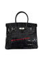 Hermes Birkin 35CM Tote Bag Black Iridescent Croco Leather Silver Replica