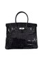 Hermes Birkin 35CM Tote Bag Black Iridescent Croco Leather Silver Replica