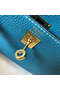 Hermes Kelly 20cm Bag In Blue Jean Clemence Leather GHW Replica