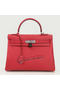 Hermes Kelly 32cm Shoulder Bag Burgundy Original Leather K32 Silver Replica