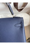 Hermes Kelly Retourne 25 Handmade Bag In Blue Saphir Clemence Leather Replica