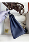 Hermes Kelly Retourne 25 Handmade Bag In Blue Saphir Clemence Leather Replica
