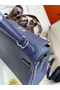 Hermes Kelly Retourne 25 Handmade Bag In Blue Saphir Clemence Leather Replica