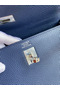Hermes Kelly Retourne 25 Handmade Bag In Blue Saphir Clemence Leather Replica