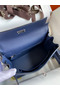 Hermes Kelly Retourne 25 Handmade Bag In Blue Saphir Clemence Leather Replica