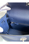 Hermes Kelly Retourne 25 Handmade Bag In Blue Saphir Clemence Leather Replica