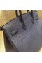 Hermes Real ostrich leather birkin bag BK35 dark blue Replica