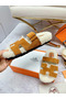 Hermes Women's Chypre Sandals in Tan Suede with Shearling Replica