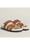 Hermes Women's Chypre Sandals in Tan Suede with Shearling Replica