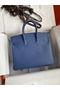 Hermes Birkin 25 Retourne Handmade Bag In Blue Agate Epsom Calfskin Replica
