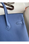 Hermes Birkin 25 Retourne Handmade Bag In Blue Agate Epsom Calfskin Replica