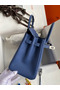 Hermes Birkin 25 Retourne Handmade Bag In Blue Agate Epsom Calfskin Replica