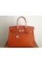 Hermes Birkin 35CM Tote Bag Orange Clemence Leather H6089 Silver Replica
