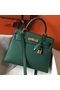 Hermes Kelly 28cm Bag In Vert Vertigo Epsom Leather GHW Replica