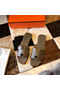 Hermes Oran Slide Sandals In Taupe Epsom Calfskin Replica