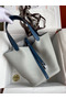 Hermes Picotin Lock 22 Bicolor Handmade Bag in Gris Mouette and Blue Agate Swift Leather Replica