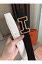 Hermes Tonight 38MM Reversible Belt In Black/White Epsom Leather Replica