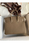 Hermes Birkin 25 Handmade Bag In Taupe Clemence Leather Replica
