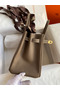 Hermes Birkin 25 Handmade Bag In Taupe Clemence Leather Replica