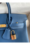 Hermes Birkin 25 Retourne Handmade Bag In Deep Blue Swift Calfskin Replica