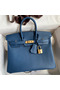 Hermes Birkin 25 Retourne Handmade Bag In Deep Blue Swift Calfskin Replica