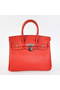 Hermes Birkin 25CM Tote Bags Togo Leather Red Silver Replica