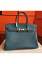 Hermes Birkin 40 Handmade Bag In Blue Jean Clemence Leather Replica