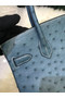 Hermes Birkin Bag Original Leather Ostrich skin HBK2530 Blue Replica