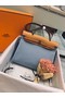 Hermes Herbag 31CM Original Canvas Leather & Calfskin 45987 light blue Blue&brown Replica