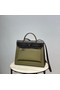 Hermes Herbag 31CM Original Canvas Leather & Calfskin 48887 green&brown Replica
