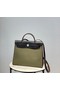 Hermes Herbag 31CM Original Canvas Leather & Calfskin 48887 green&brown Replica