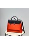 Hermes Herbag 31CM Original Canvas Leather & Calfskin 48887 orange&black Replica