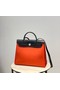 Hermes Herbag 31CM Original Canvas Leather & Calfskin 48887 orange&black Replica