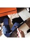 Hermes Izmir Sandals In Navy Blue Clemence Leather Replica