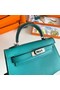 Hermes Kelly 19cm Shoulder Bags Epsom Leather KL19 Silver hardware Lake blue Replica