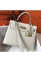 Hermes Kelly 28cm Bag In White Epsom Leather GHW Replica
