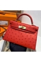 Hermes Kelly Mini II Handmade Bag In Red Ostrich Leather Replica