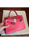 Hermes Kelly Mini II Handmade Bag In Rose Lipstick Chevre Leather Replica
