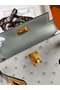 Hermes Kelly Mini II Sellier Handmade Bag In Bleu Glacier Ostrich Leather Replica