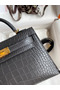 Hermes Kelly Mini II Sellier Handmade Bag In Graphite Matte Alligator Leather Replica