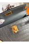Hermes Kelly Mini II Sellier Handmade Bag In Graphite Matte Alligator Leather Replica