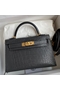 Hermes Kelly Mini II Sellier Handmade Bag In Graphite Matte Alligator Leather Replica