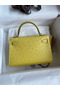 Hermes Kelly Mini II Sellier Handmade Bag In Lime Ostrich Leather Replica