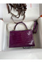 Hermes Kelly Mini II Sellier Handmade Bag In Purple Shiny Alligator Leather Replica